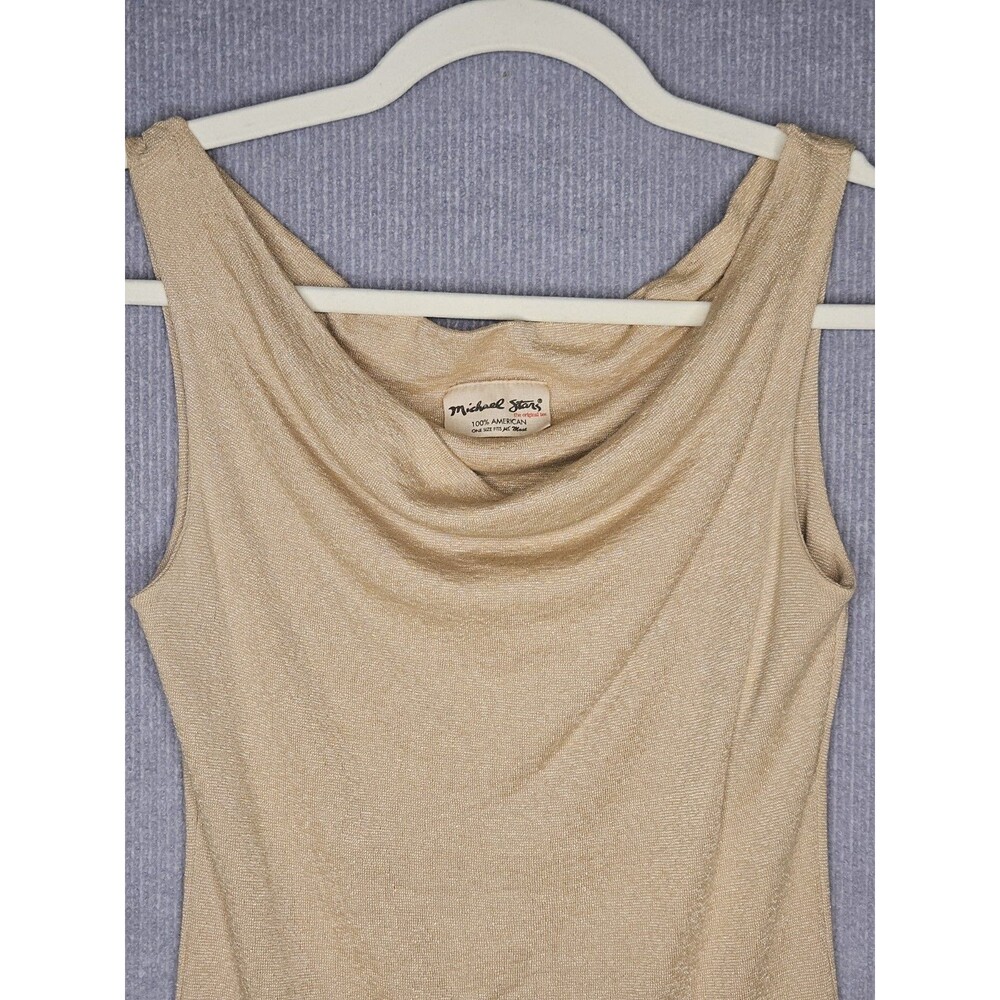 Michael Stars Sleeveless Top Womens One Size Gold Shimmer Cowl Neck Knit